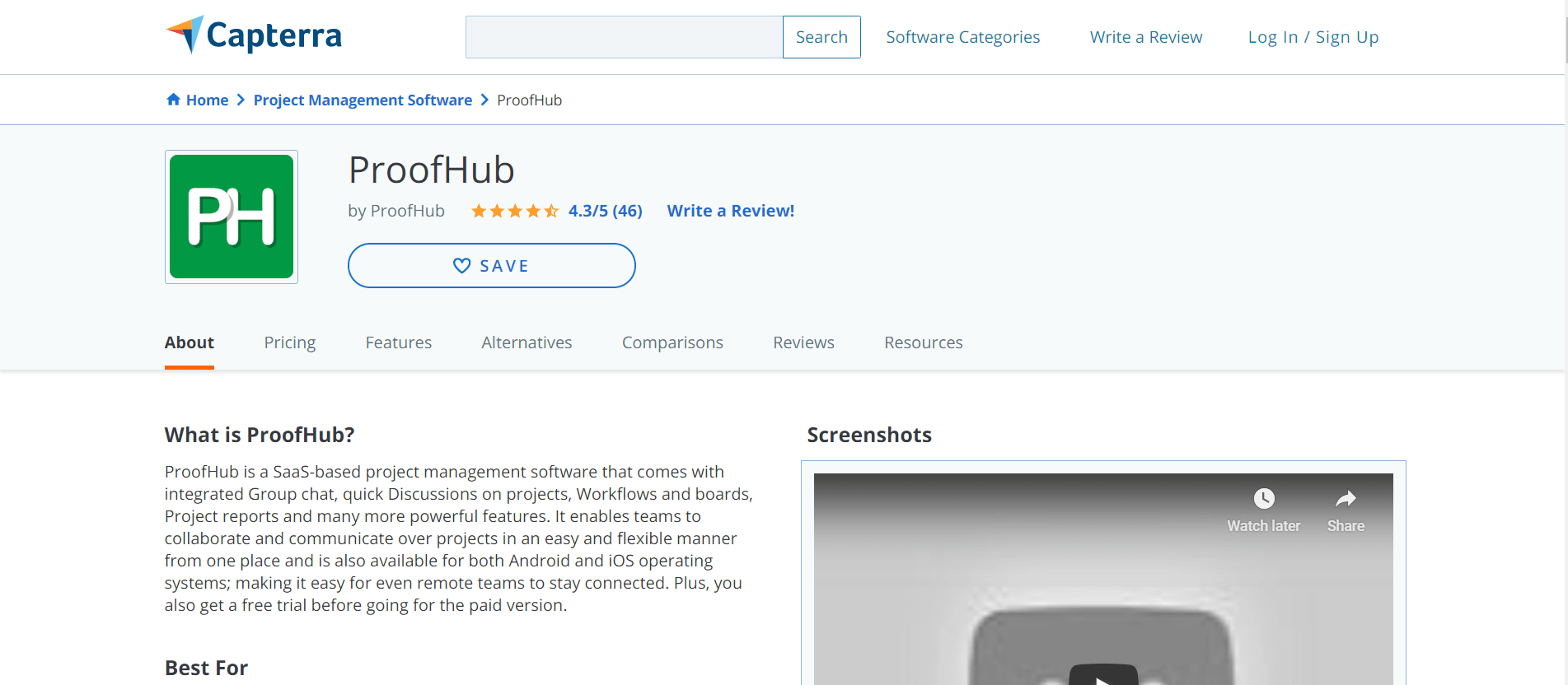 ProofHub review on Capterra